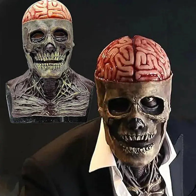 Full Head Skeleton Headgear Halloween Scary Mask Head Realistic Latex Mask for Cosplay horror Party Costume haunted house props Suncollections