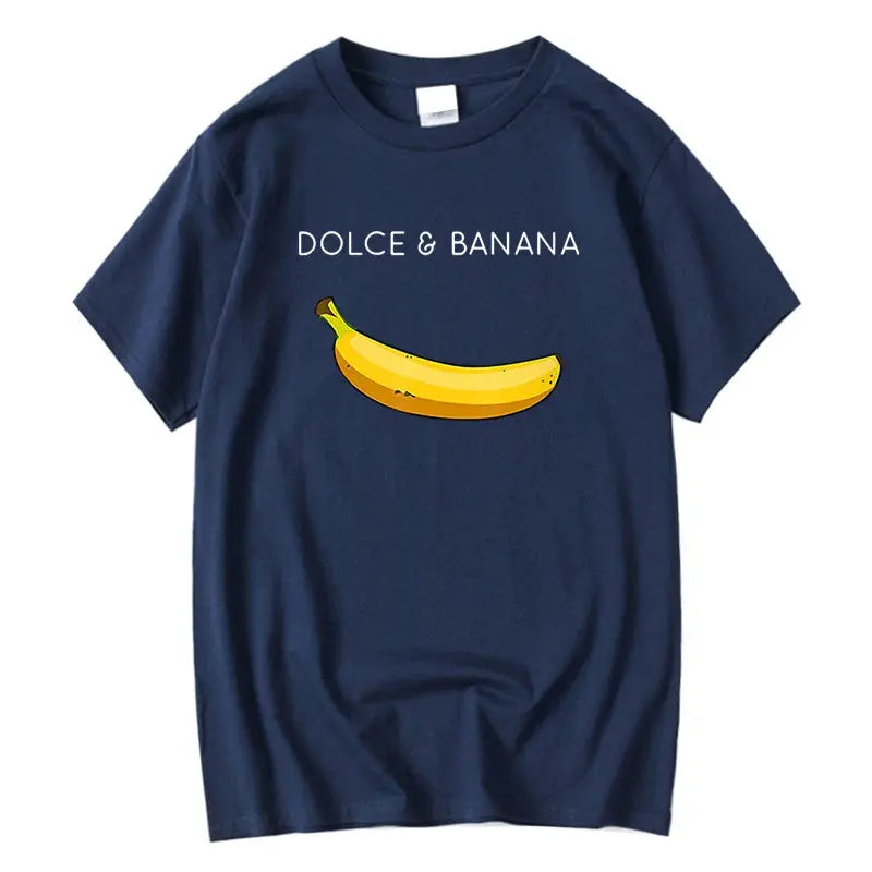 Men's T-shirt High Quality 100% Cotton Funny Banana Printing Summer Cool Casual Loose O-neck Men Short Sleeve T-shirt Male Tops - Suncollections