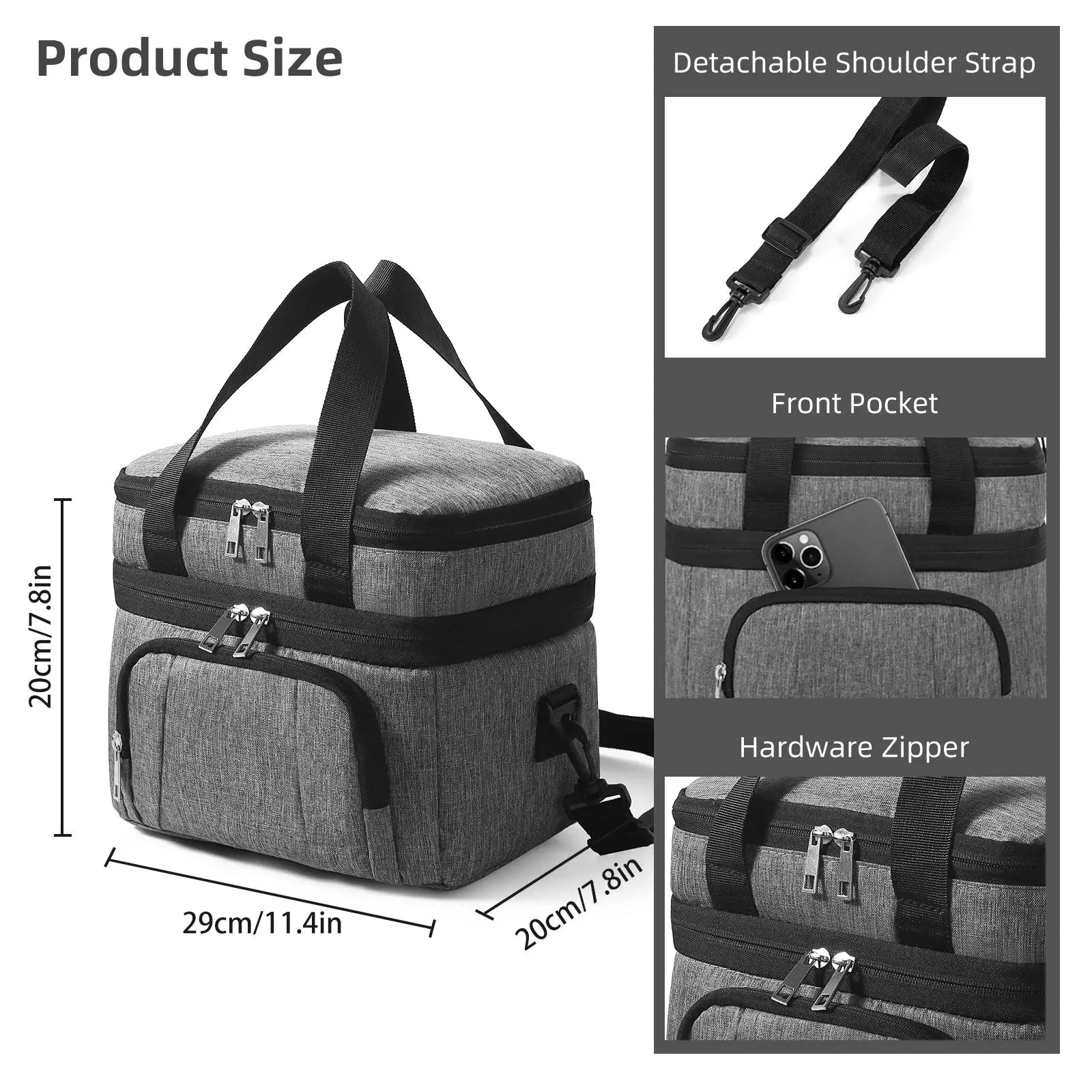 Double Insulated Lunch Bag Layer Portable Thermal Lunch Box - Suncollections