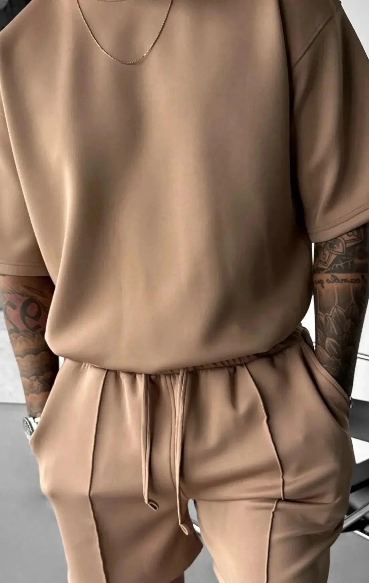 Men 2025 summer fashion sports design sense simple casual solid color quick drying short-sleeved T-shirt trend clothes - Suncollections