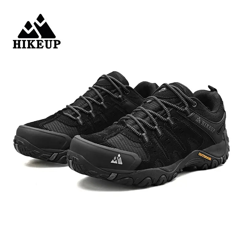 HIKEUP Men's Hiking Shoes Suede Leather Outdoor Shoes Wear-resistant Men Trekking Walking Hunting Tactical Sneakers Suncollections