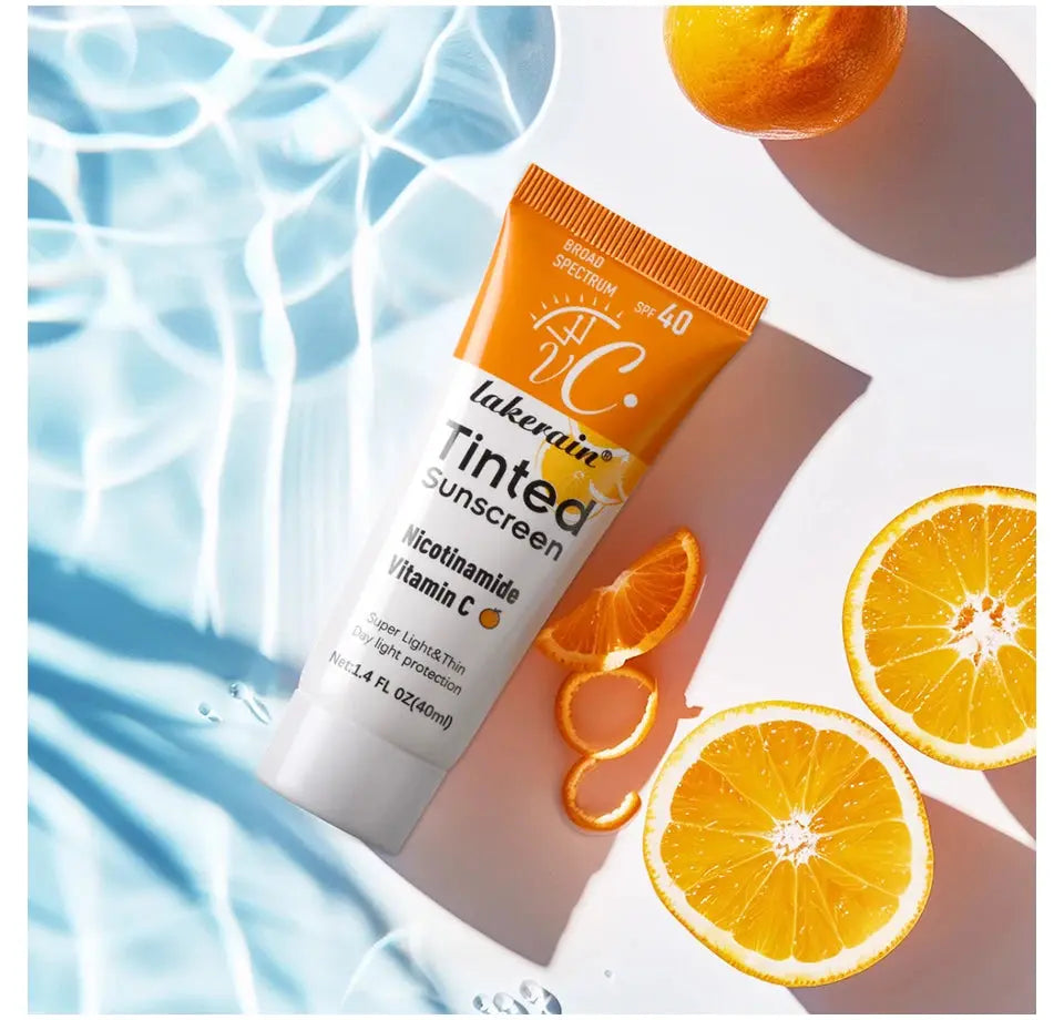 Vitamin C Tinted Sunscreen With SPF 40 Hydrating Mineral Sunscreen With Zinc Oxide & Titanium UV Protectio Dioxide Healthy Glow - Suncollections