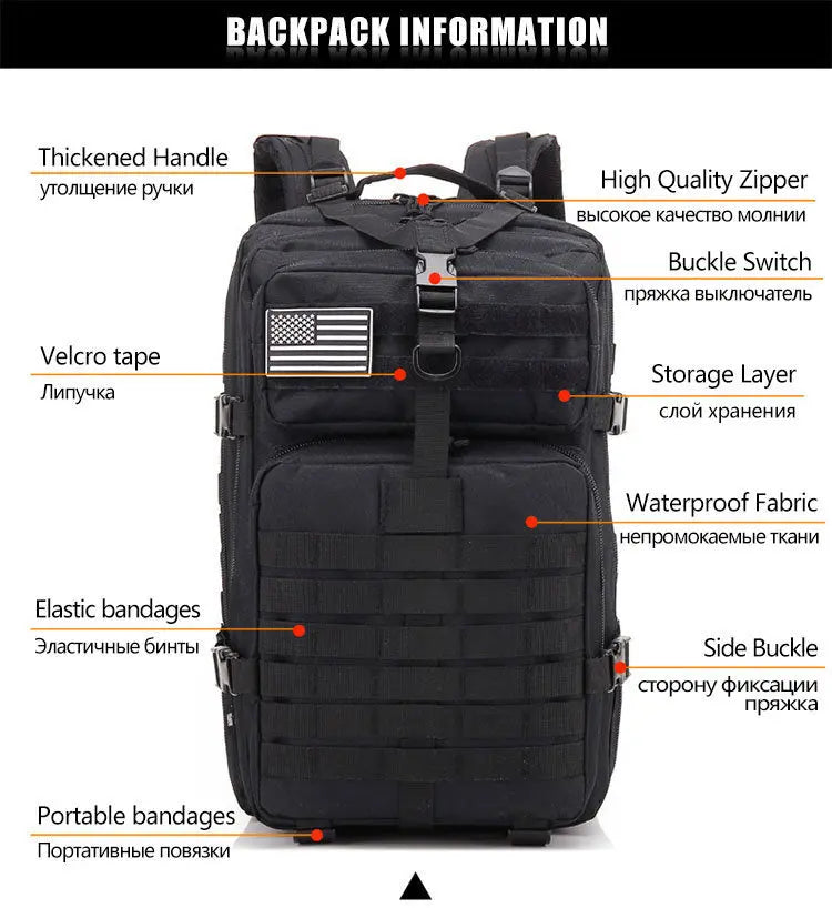 50L Man Tactical Backpacks Outdoor Traveling Bag - Suncollections