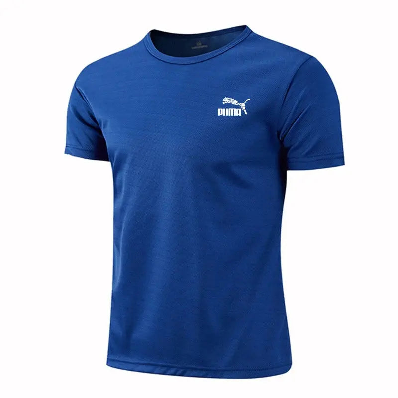 Men's Casual T-shirts Summer Quick Dry Breathable Round Neck Short Sleeve Elastic Outdoor Training Hiking Run T-shirts - Suncollections