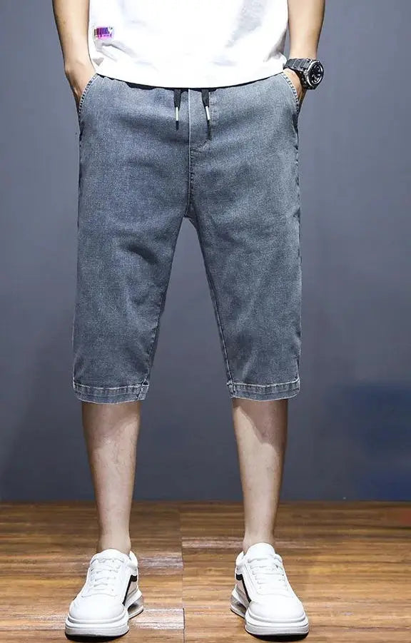 Gray Male Denim Shorts Graphic Straight Buttons Men's Short Jeans Pants Cowboy Retro Y2k Streetwear Wide Rude Summer New In Cut Suncollections