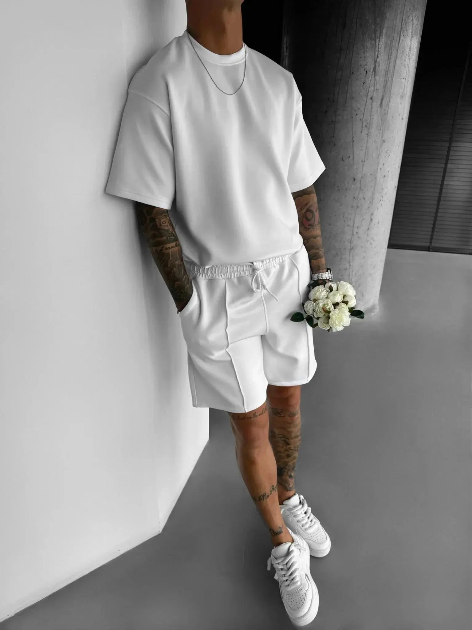 Men 2025 summer fashion sports design sense simple casual solid color quick drying short-sleeved T-shirt trend clothes - Suncollections