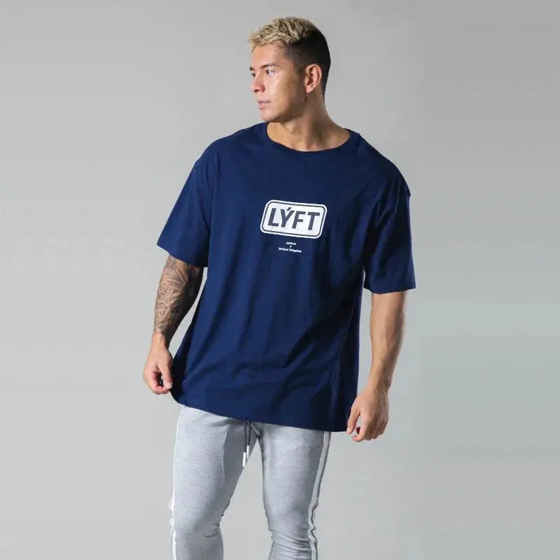 LYFT Men T-Shirt Summer Oversize T Shirts Fashion Cotton Letter Print Shirt Sports Training Pattern Casual Streetwear Male Tees Suncollections
