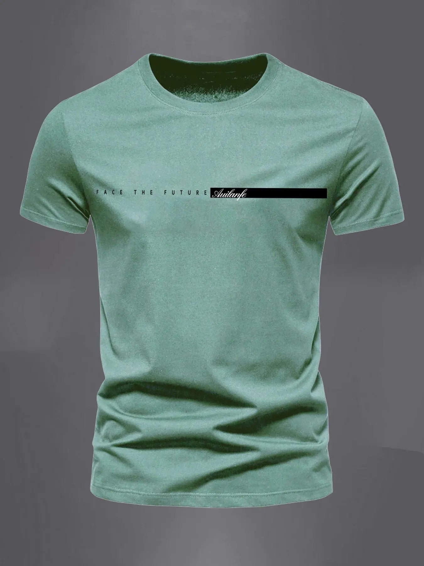 Summer men's 100% pure cotton casual sports loose oversized simple letter pattern printed round neck short sleeved T-shirt top - Suncollections