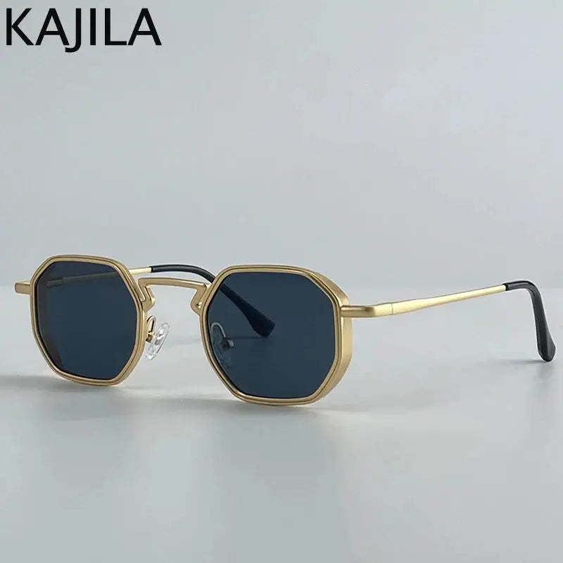 Small Frame Hexason Steampunk Sunglasses Men 2025 Luxury Brand Vintage Punk Eyewear Classic Polygon Metal Sun Glasses Male UV400 - Suncollections