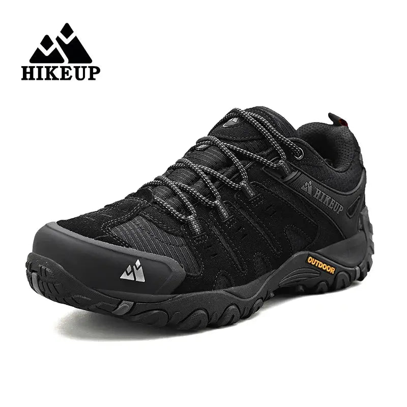 HIKEUP Men's Hiking Shoes Suede Leather Outdoor Shoes Wear-resistant Men Trekking Walking Hunting Tactical Sneakers Suncollections