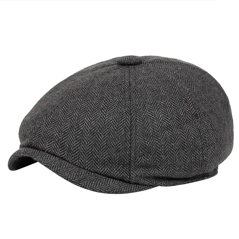 Men Newsboy Hats Peaky Autumn Vintage Herringbone Octagon Cap Women Casual Stripe Berets Gatsby Flat Hat - Suncollections
