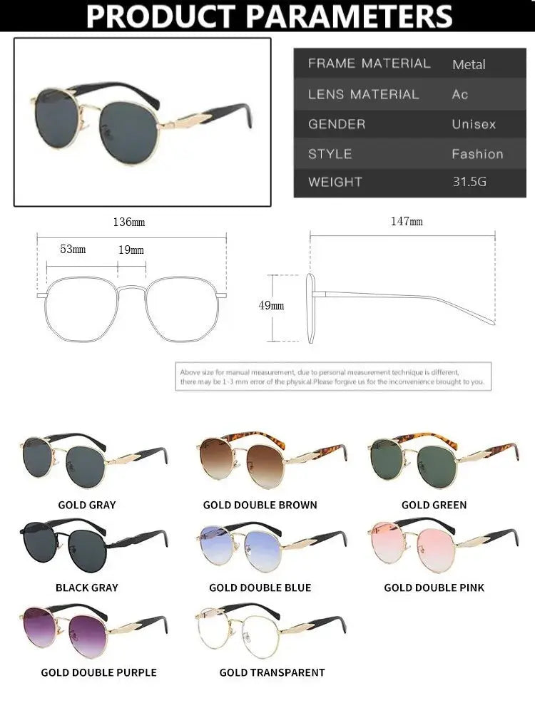 Vintage Round Metal Sunglasses Women New Fashion Retro UV400 - Suncollections