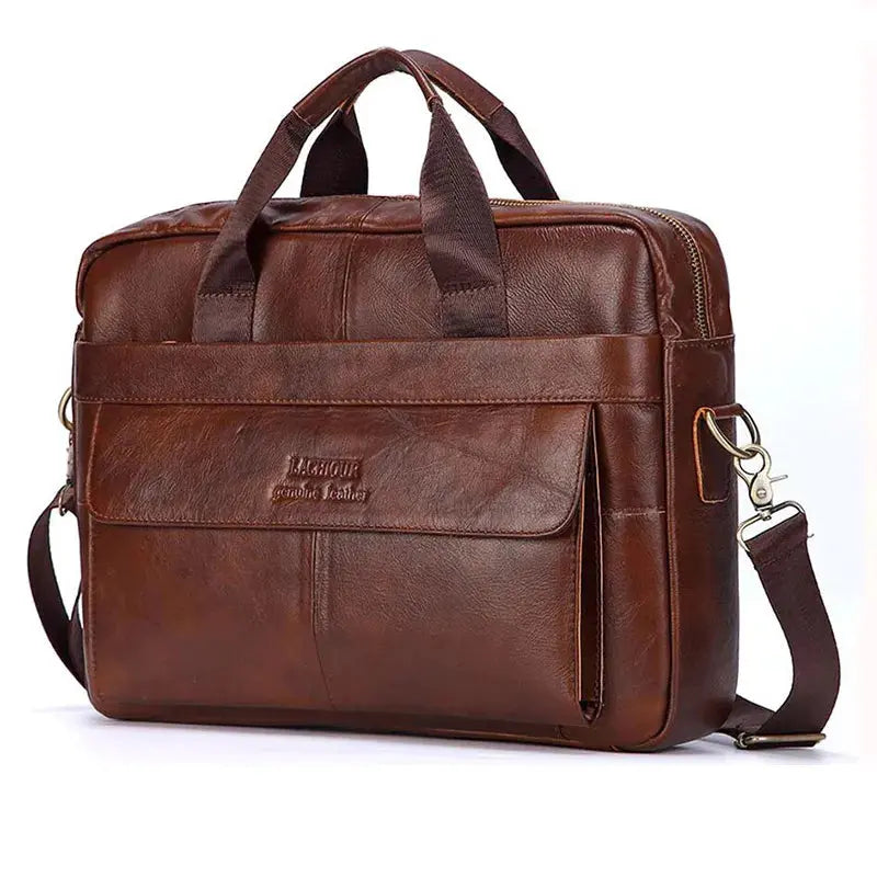 Men Genuine Leather Handbags Casual Leather Laptop Bags Male Business Travel Messenger Bags Men's Crossbody Shoulder Bag - Suncollections