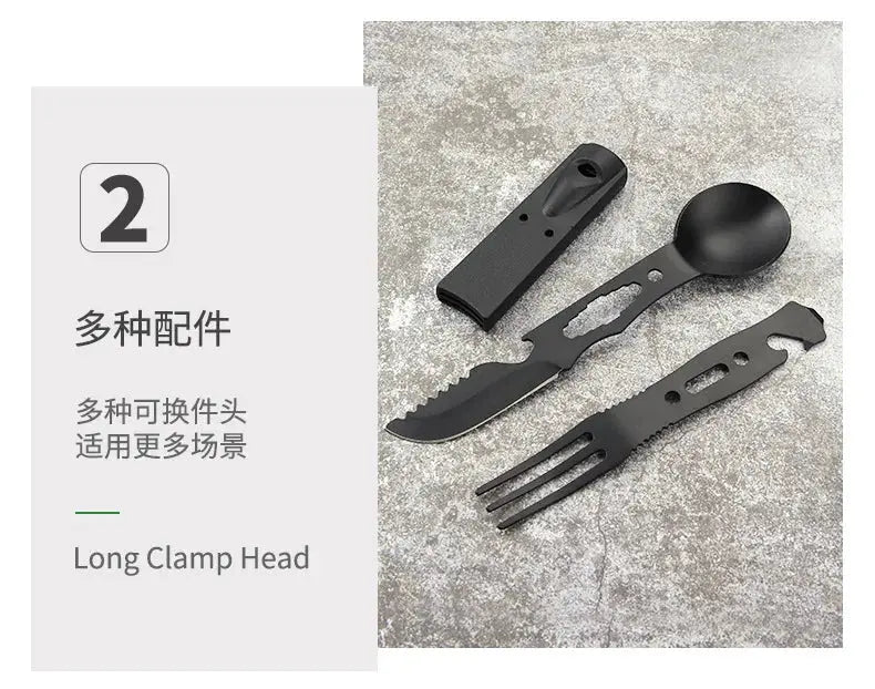 Outdoor Set Multi functional Camping Knives Camping Tableware Outdoor Wind Combination Stainless Steel with Whistle Spoon Fork - Suncollections