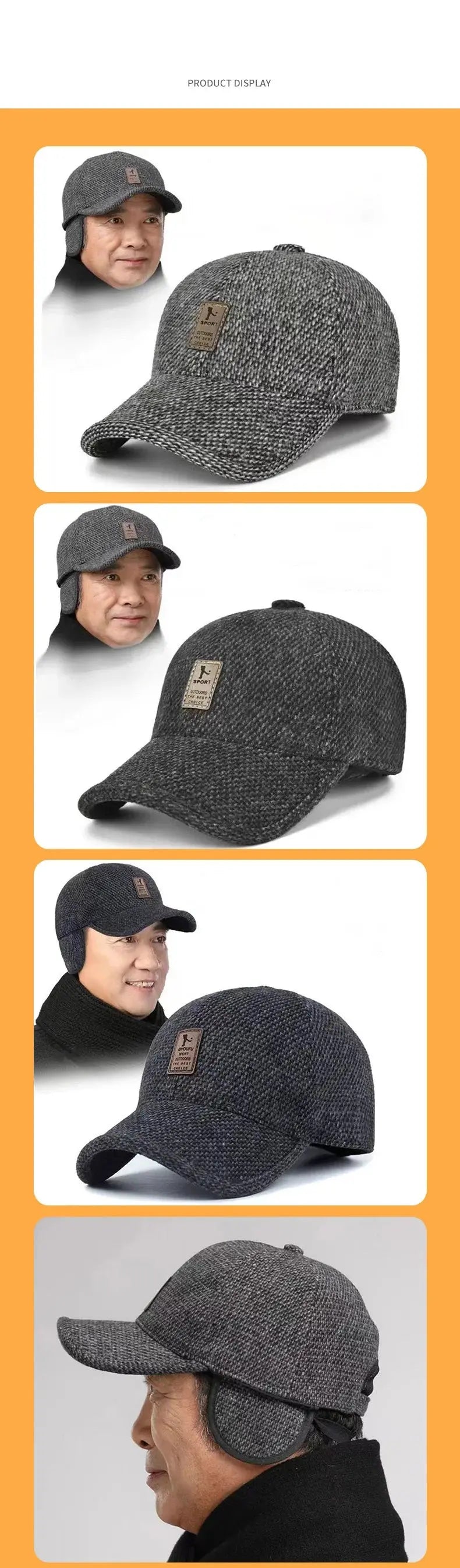 Cotton Hat Men's Hat Autumn And Winter Middle-Aged Dad Cloth Hat Single Old Man Windshield Baseball Hat Sun Hat - Suncollections
