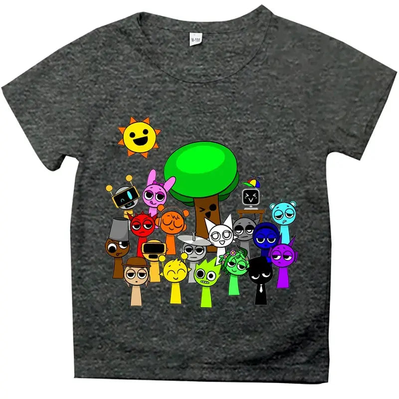Funny Sprunki T-shirts Boys Girls Summer Short Sleeve Tees Kids Cartoon Incredibox Game Tshirt Sprunki Children Clothing Tops - Suncollections