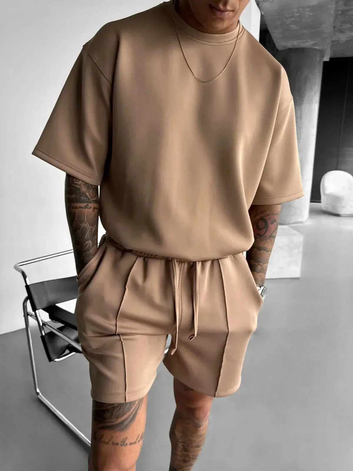 Men 2025 summer fashion sports design sense simple casual solid color quick drying short-sleeved T-shirt trend clothes - Suncollections