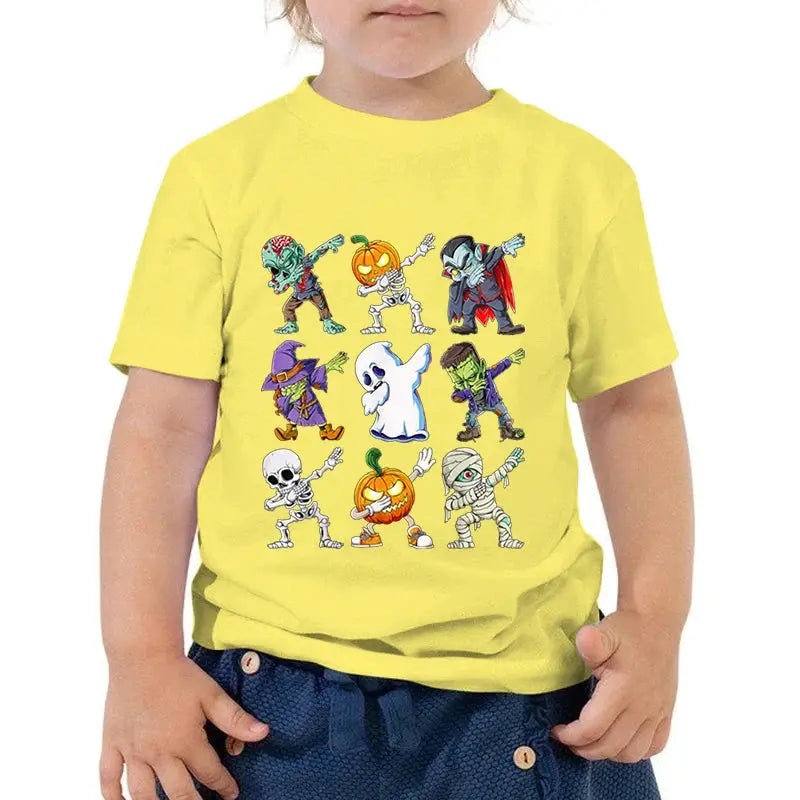 Kids Halloween T Shirt Skeleton Zombie Pumpkin Monster Dabbing T-Shirts Round Neck Funny Summer Halloween Boys Girls New Tshirt - Suncollections
