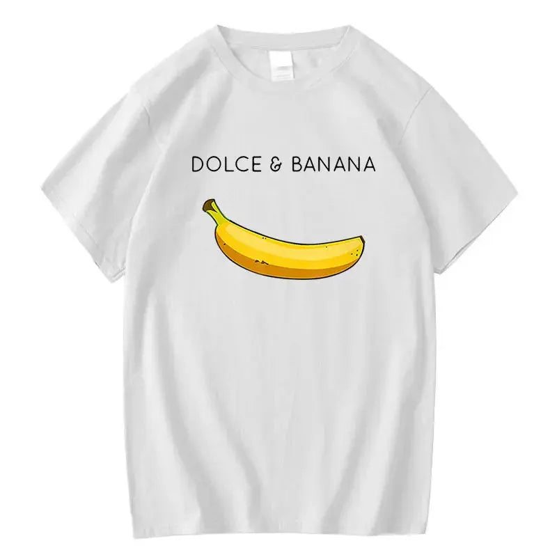 Men's T-shirt High Quality 100% Cotton Funny Banana Printing Summer Cool Casual Loose O-neck Men Short Sleeve T-shirt Male Tops - Suncollections