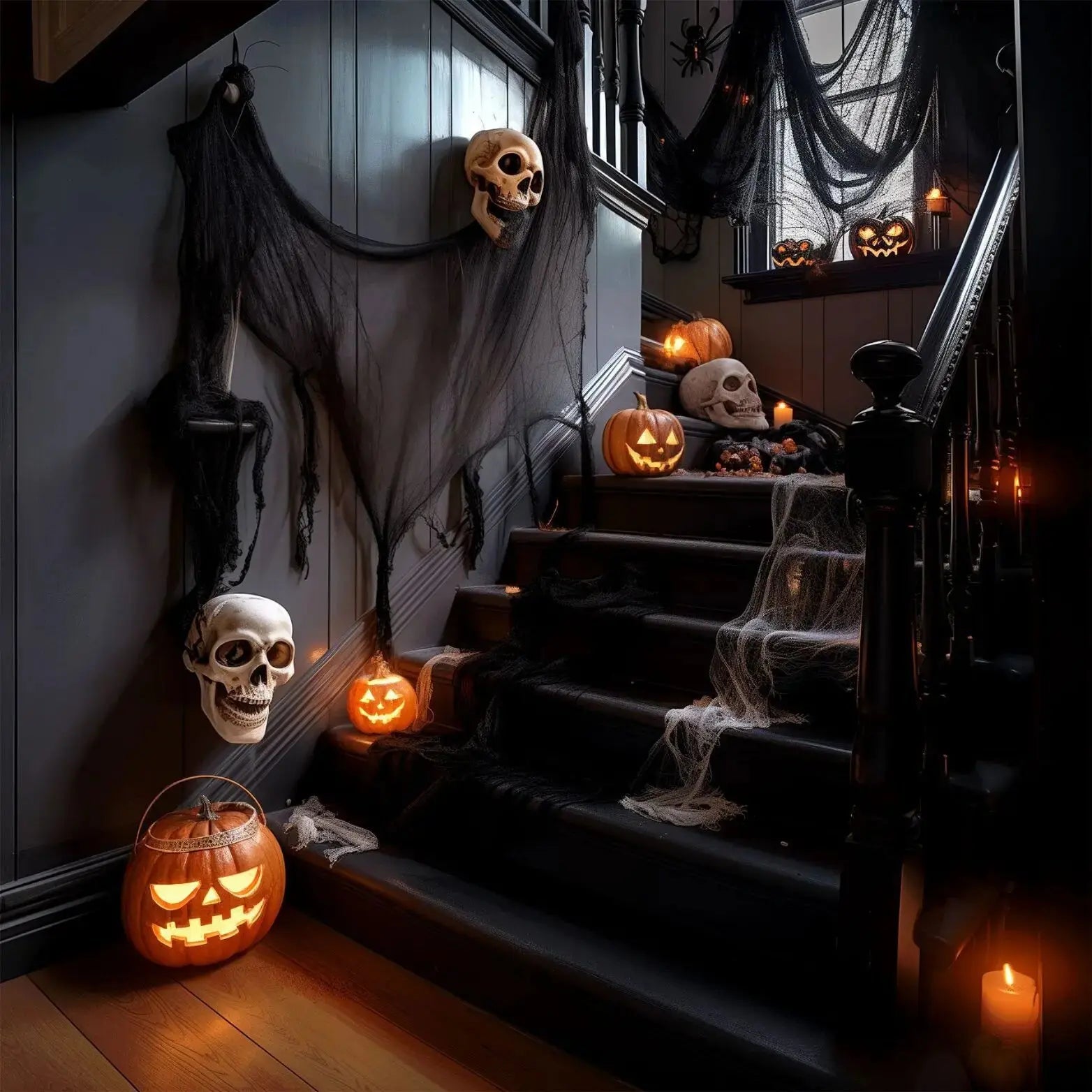 Halloween Decoration Gauze Black White Tattered Cloth With Blood Stains Stained Cloth for Decor Haunted House Secret Rooms Props Suncollections