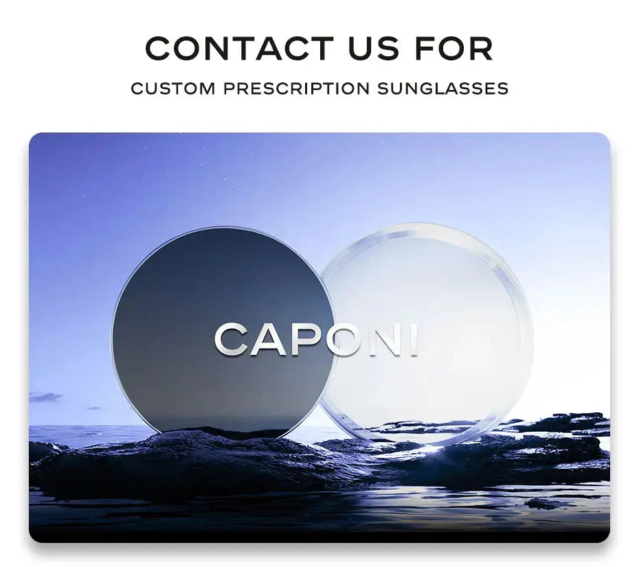 CAPONI Sunglasses Men Polarized Outdoor Ultra Light Pure Titanium Black Sunglasses Original Designer Photochromic Shade BS23503 - Suncollections