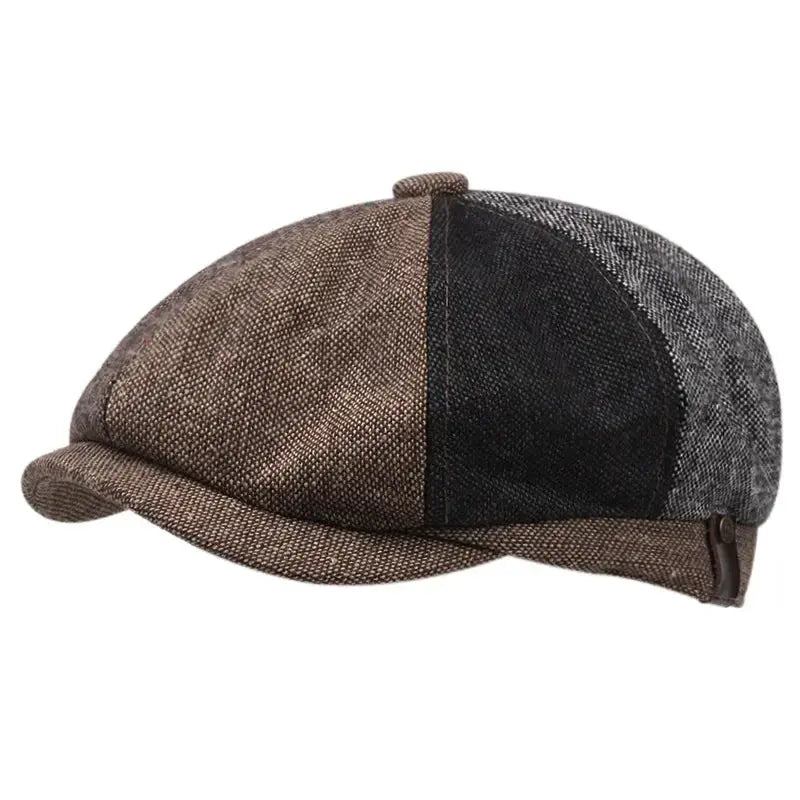 Men Newsboy Hats Peaky Autumn Vintage Herringbone Octagon Cap Women Casual Stripe Berets Gatsby Flat Hat - Suncollections