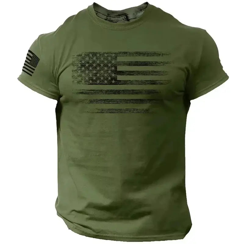 Men's T Shirt Gym 3d Print USA Flag Casual O Neck Short Sleeved Tops Tees Sportswear Street Pullover Outdoor Oversized Clothing - Suncollections