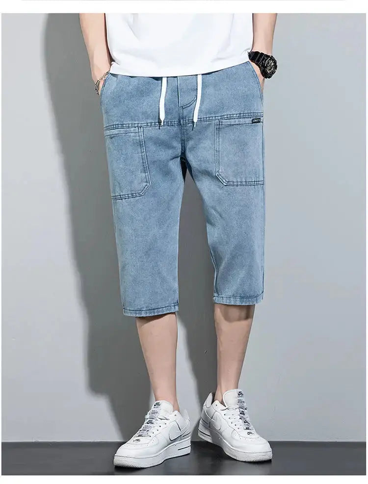 new Mens Summer Denim Short Men Jeans Fashion Streetwear Hip Hop Long 3/4 Capri Cargo Shorts bermuda masculina ropa hombre Suncollections