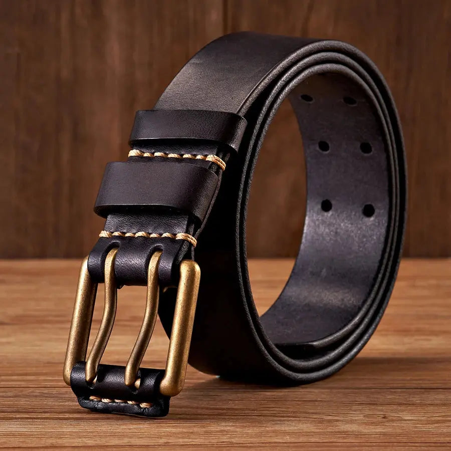 3.8cm Wide Vintage Men's Belt Cowhide Genuine - Suncollections