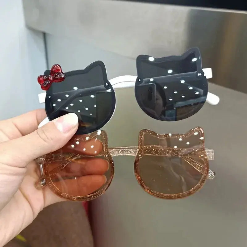 Summer Children Cute Kitty Sunglasses Acrylic Bow Outdoor UV Protection Sun Glasses Baby Girls Classic Kids Boy UV400 Eyewear - Suncollections