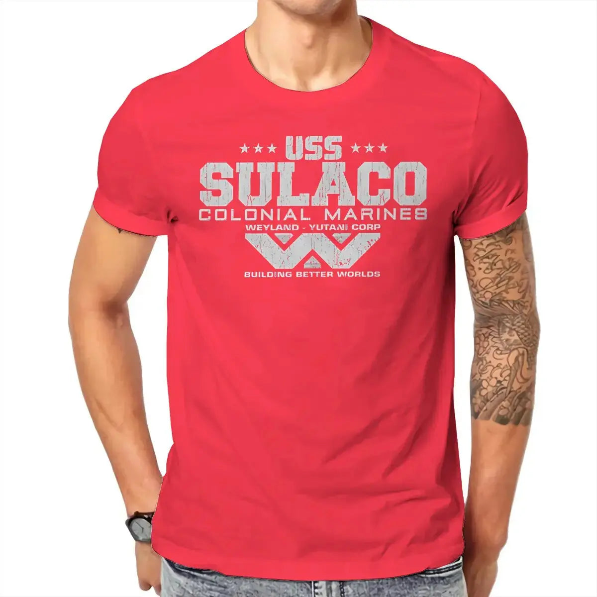 Colonial Marines USS Sulaco Tshirt Homme Men's Clothes Cotton T Shirt For Men - Suncollections