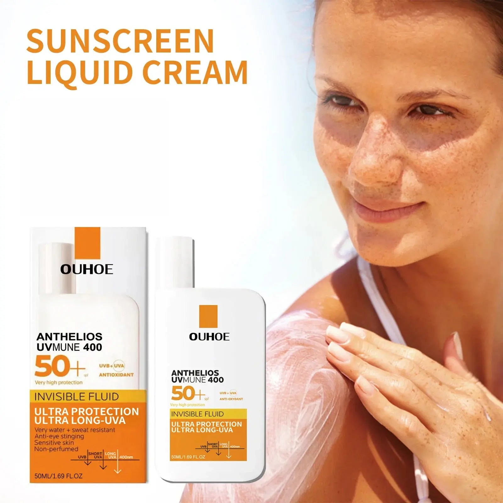 New Invisible Fluid Sunscreen SPF 50+ High Quality Water + Sweat Resistant Hydrating Moisturize Lotion Sunscreen Liquid Cream - Suncollections