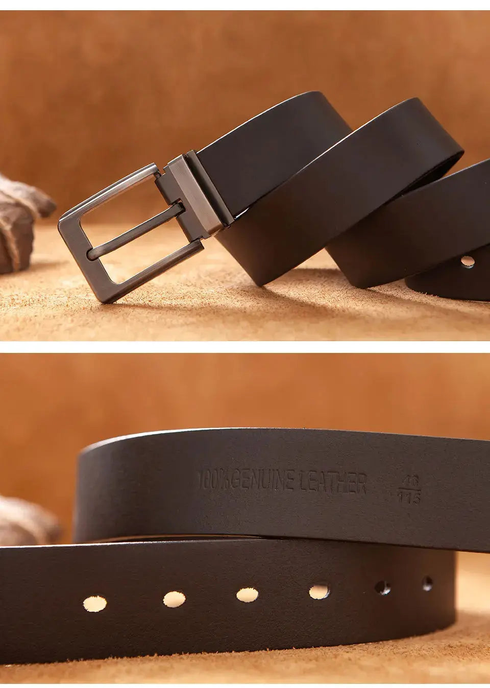 Cowhide Genuine Leather Belts for Men Male Pin Buckle Jeans Waist Belt Mens Black Brown Commuter business Belt Ceinture Homme - Suncollections