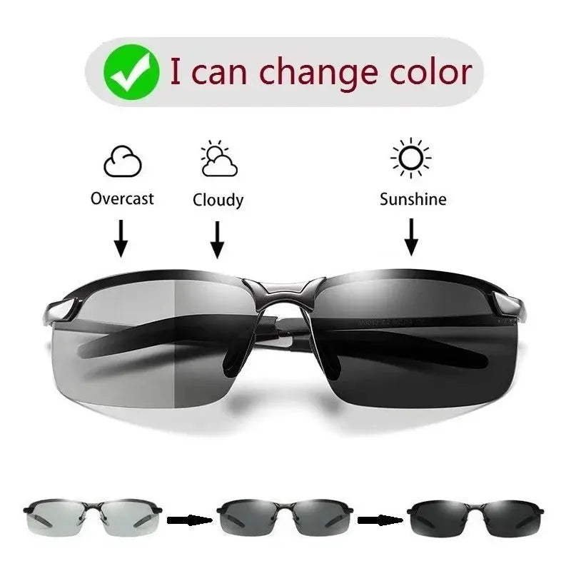 Men Photochromic Polarized Sunglasses Driving Fishing Chameleon Glasses Change Color Sun Glasses Day Night Vision UV400 Eyewear - Suncollections