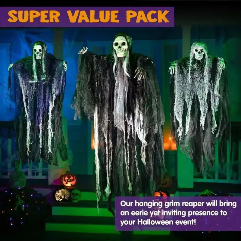 Hanging Halloween SkeletonGhosts Decorations Grim Reapers for Halloween Outdoor  Halloween Sound Control Light Up Ghost Suncollections