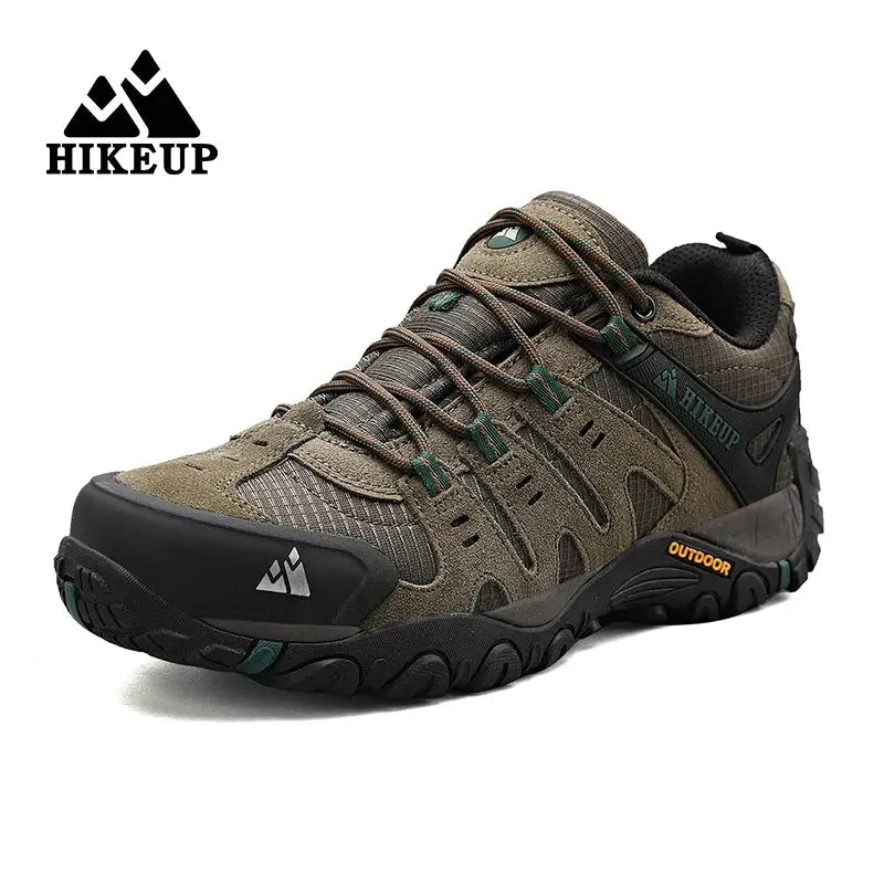 HIKEUP Men's Hiking Shoes Suede Leather Outdoor Shoes Wear-resistant Men Trekking Walking Hunting Tactical Sneakers Suncollections