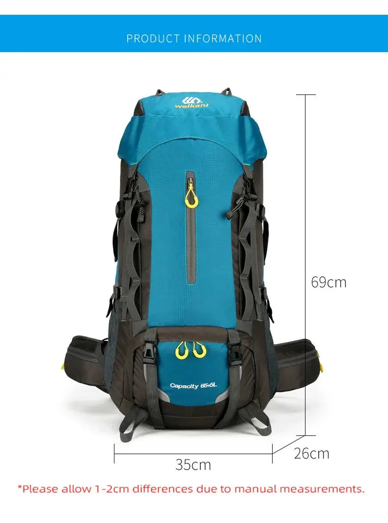 70L Camping Backpack Large Capacity Hiking Travel Outdoor Sports Waterproof Trekking Climbing Mountaineering Double Shoulder Bag - Suncollections