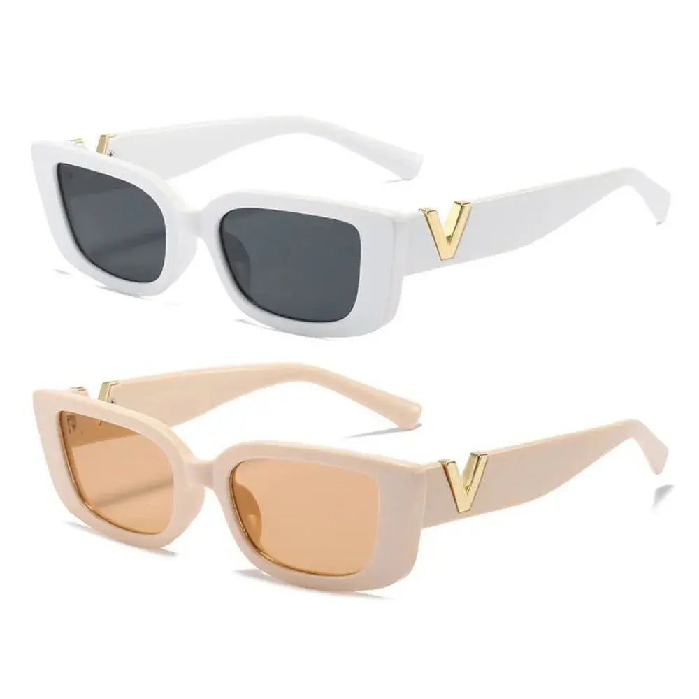 Retro Rectangle Sunglasses Women/Men Unisex with Fashion V-shaped Foots Outdoor Sunshade - Suncollections
