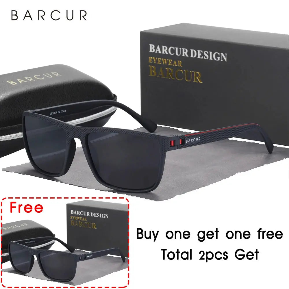 BARCUR Design TR90 Sunglasses Men Polarized Light Weight Sports Sun Glasses Women Eyewear Accessory Oculos UVAB Protection - Suncollections