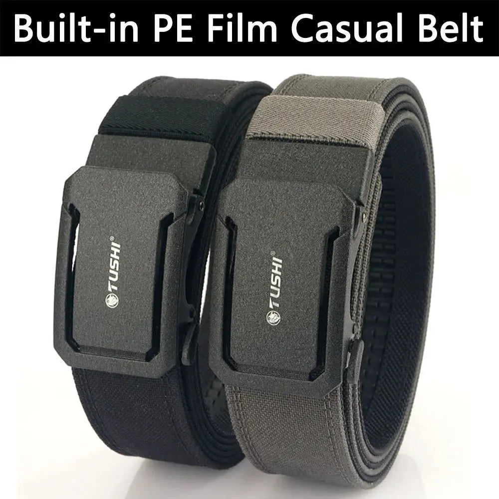 TUSHI Mens Belt Automatic Metal Buckle IPSC Gun Belt Tactical Canvas Webbing Military Belt Outdoor Work Business Belt Nylon Belt - Suncollections