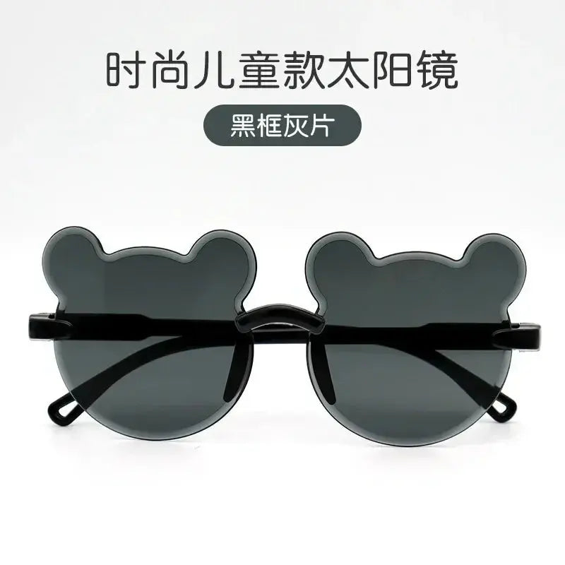 Fashionable New Outdoor Travel Skiing Sunglasses Cartoon Bear Sunglassess for Boy Girl Children Rimless Casual Sunglasses UV400 - Suncollections