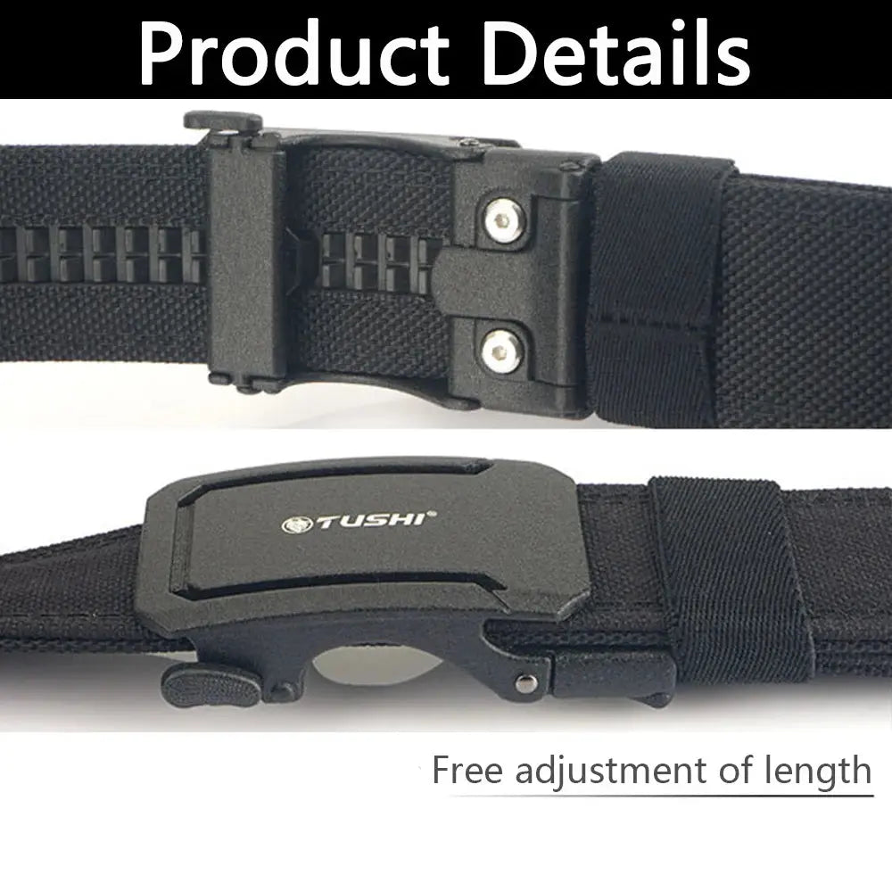 TUSHI Mens Belt Automatic Metal Buckle IPSC Gun Belt Tactical Canvas Webbing Military Belt Outdoor Work Business Belt Nylon Belt - Suncollections