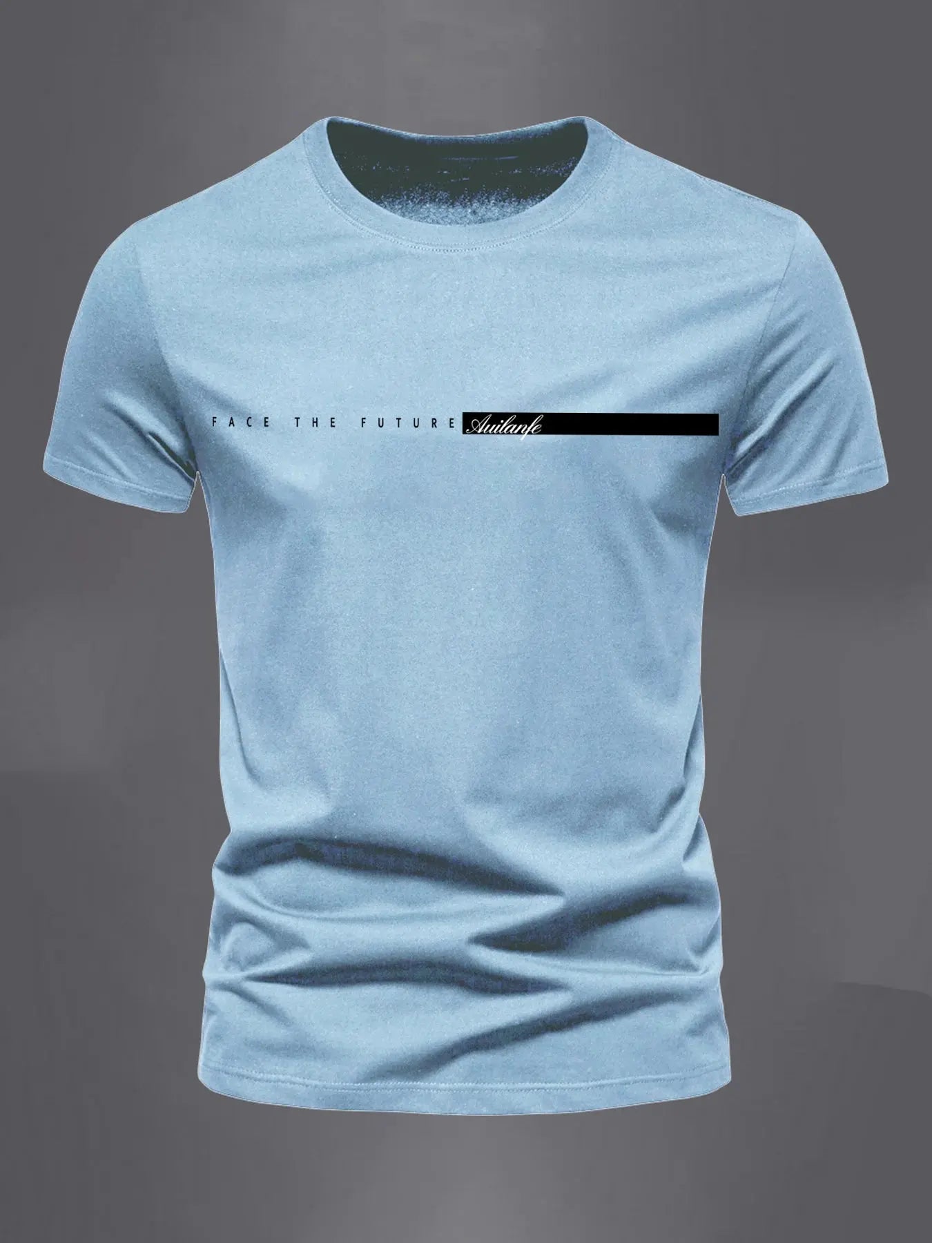 Summer men's 100% pure cotton casual sports loose oversized simple letter pattern printed round neck short sleeved T-shirt top - Suncollections