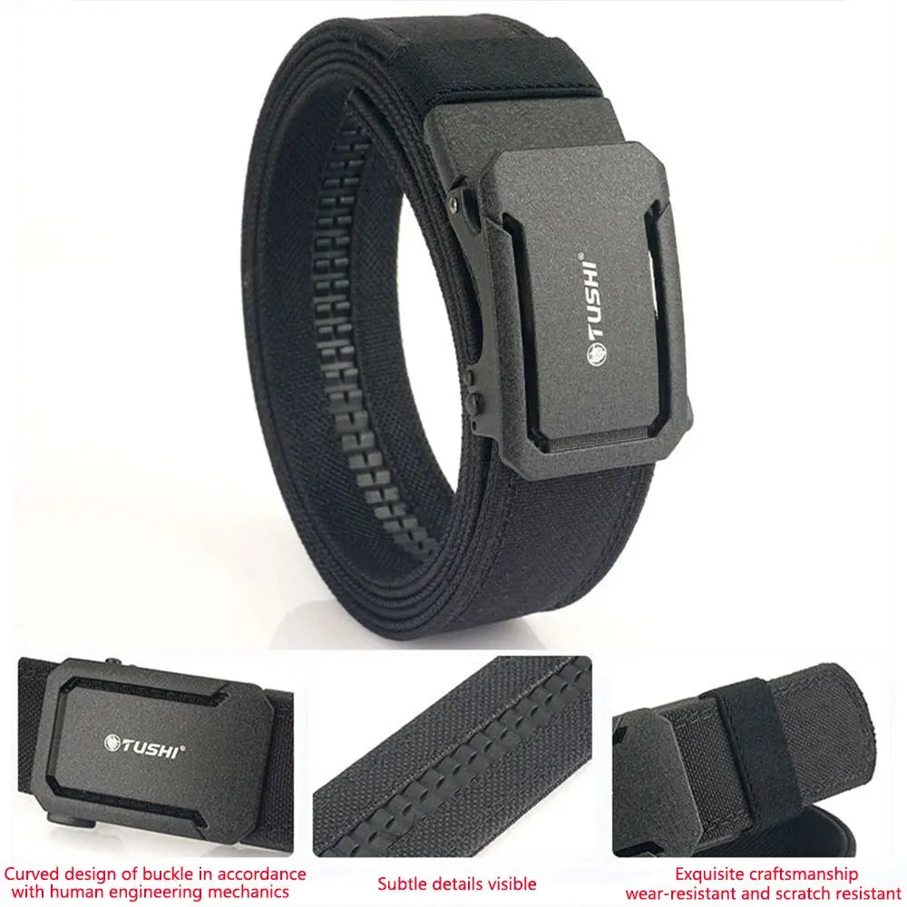 TUSHI Mens Belt Automatic Metal Buckle IPSC Gun Belt Tactical Canvas Webbing Military Belt Outdoor Work Business Belt Nylon Belt - Suncollections
