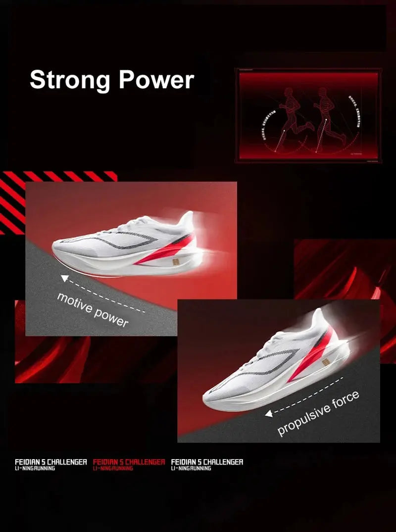 Li-Ning Men FEIDIAN 5 CHALLENGER Racing Running Shoes SUPER BOOM Cushion CARBON-FIBER PLATE Anti-Slippery Sport Sneakers ARMV001 Suncollections