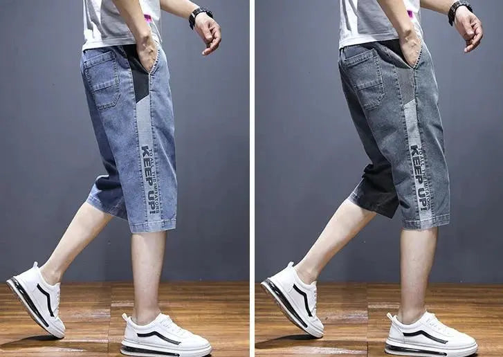 Gray Male Denim Shorts Graphic Straight Buttons Men's Short Jeans Pants Cowboy Retro Y2k Streetwear Wide Rude Summer New In Cut Suncollections