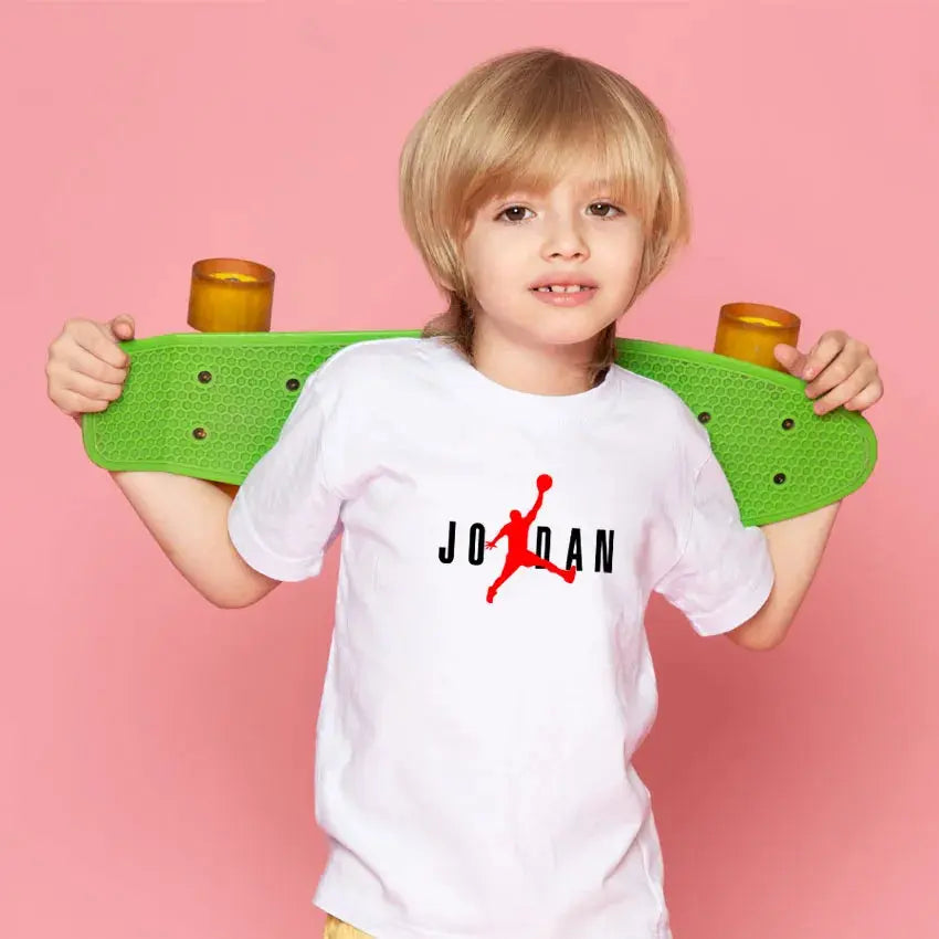 JD Letter Print Summer Cotton Kids Brand Sports Short Sleeve Kids Girls T-shirt Boy Fashion Sports short sleeve Children's Tops - Suncollections