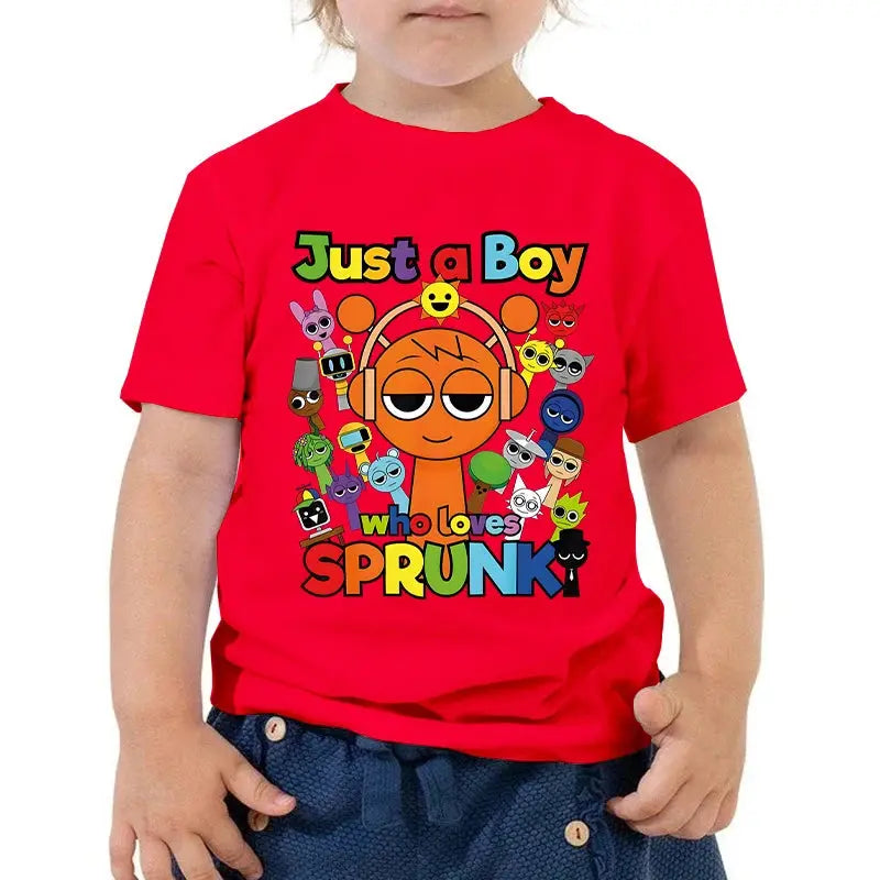 Anime Sprunki Incredibox Game Kids T-shirts Just A Boy Who Loves Sprunki Tops Cartoon Short Sleeve Funny Sprunki Boys Tshirts - Suncollections