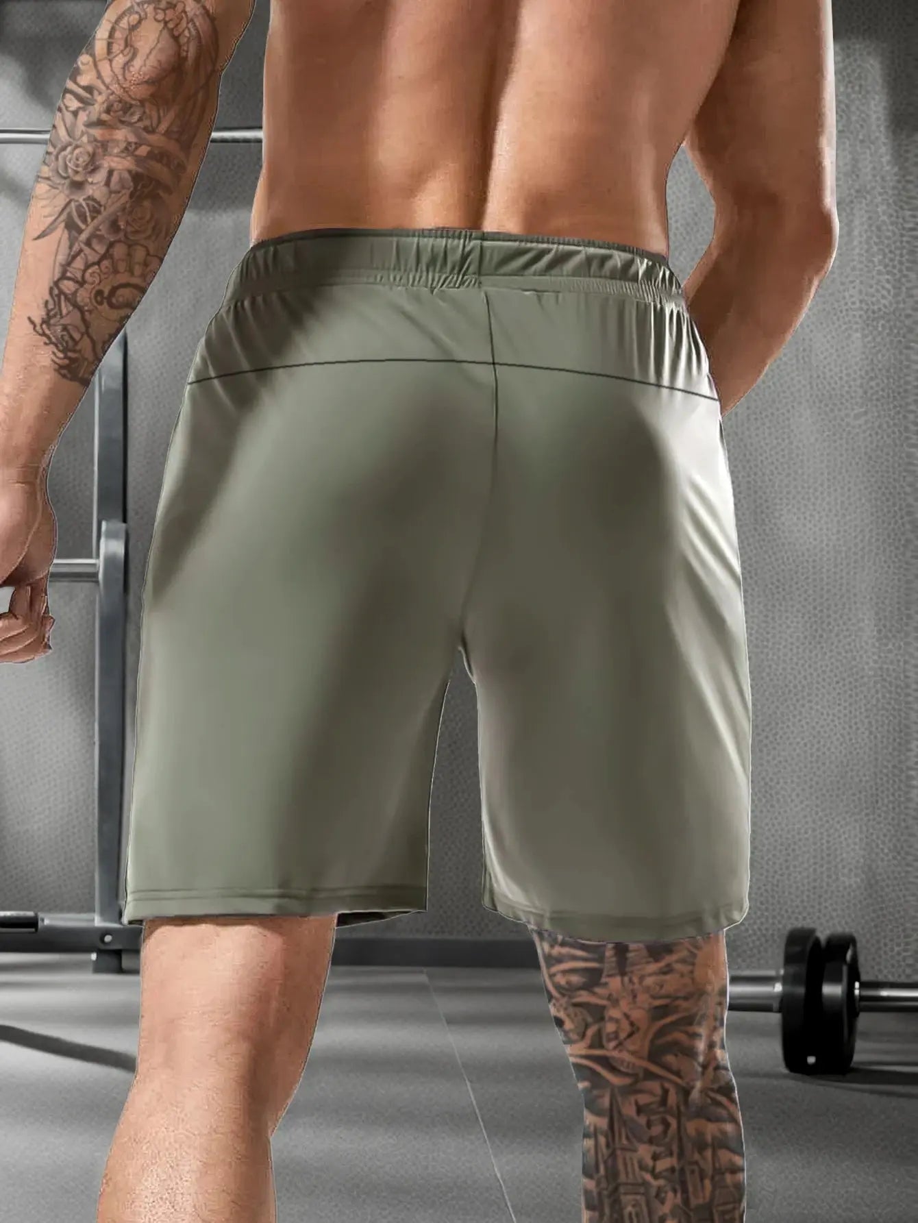 Men's solid color shorts, with zipper pockets, casual elastic drawstring shorts with a loose waist and high elasticity, suitable Suncollections