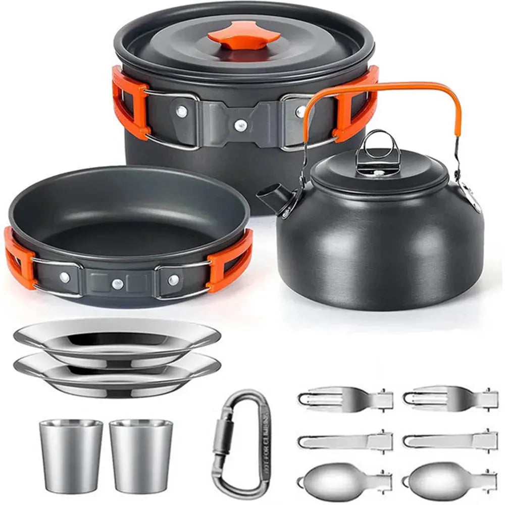 Camping Cooking set Camping Cookware Travel Tableware Outdoor Picnic Set Teapot For 2-3 Peaple Non-stick pots assorted sets - Suncollections